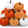 9PCS Velvet Foam Artificial Pumpkin, Thanksgiving and Halloween Home Desktop Decoration