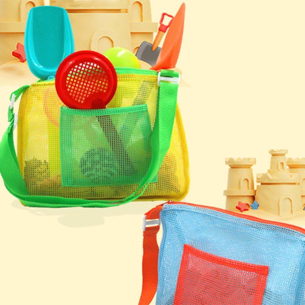 Foldable Mesh Beach Bag Zipper Versatile Tote Bag Swimming Accessories Toy Organizer Sports