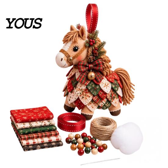 Handcrafted Holiday Display Items DIY Patchwork Ornament Kit for Christmas Decoration, Decorative Fabric Party Materials Craft Set with Traditional