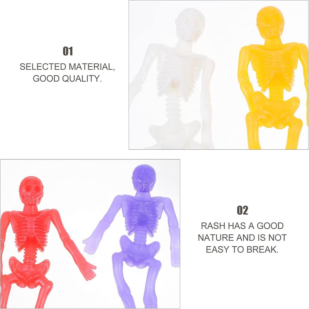 PRETYZOOM 15Pcs Halloween Stretchy Skeleton Toys Skull Sticky Toys Squeeze Toys Bendable Man for Party Favors Goody Bag Fillers Classroom Prizes