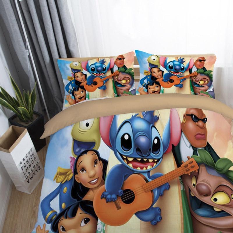 Luxurious 3d Cartoon Stitch Anime Bedding Set With Comforter Cover And Pillowcase