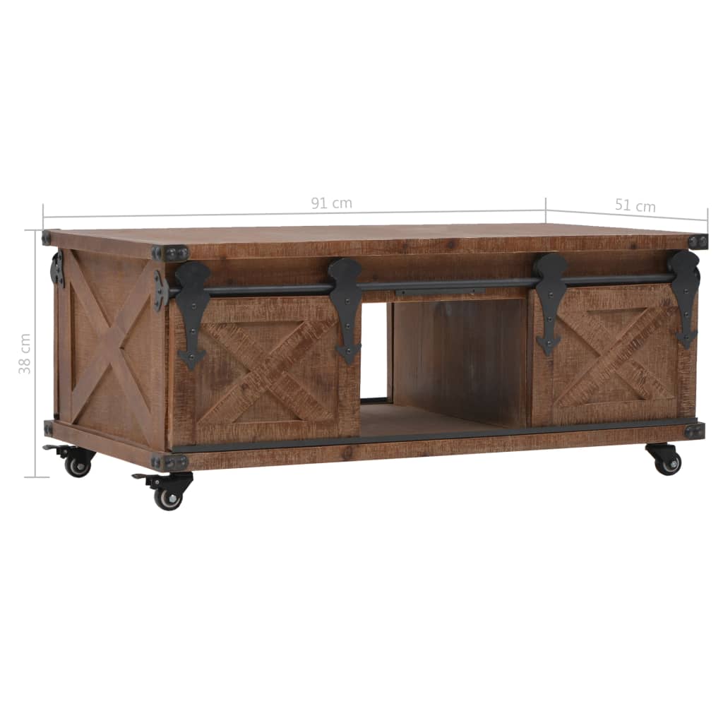 Mesa de Centro de Madeira Maciça Pinus 91 x 51 x 38 cm Marrom
