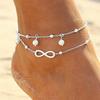 Boho Silver Plated Shiny Chains Anklet for Women Girls Friendship Beach Foot Jewelry Leg Bracelet Barefoot Tobillera De Prata
