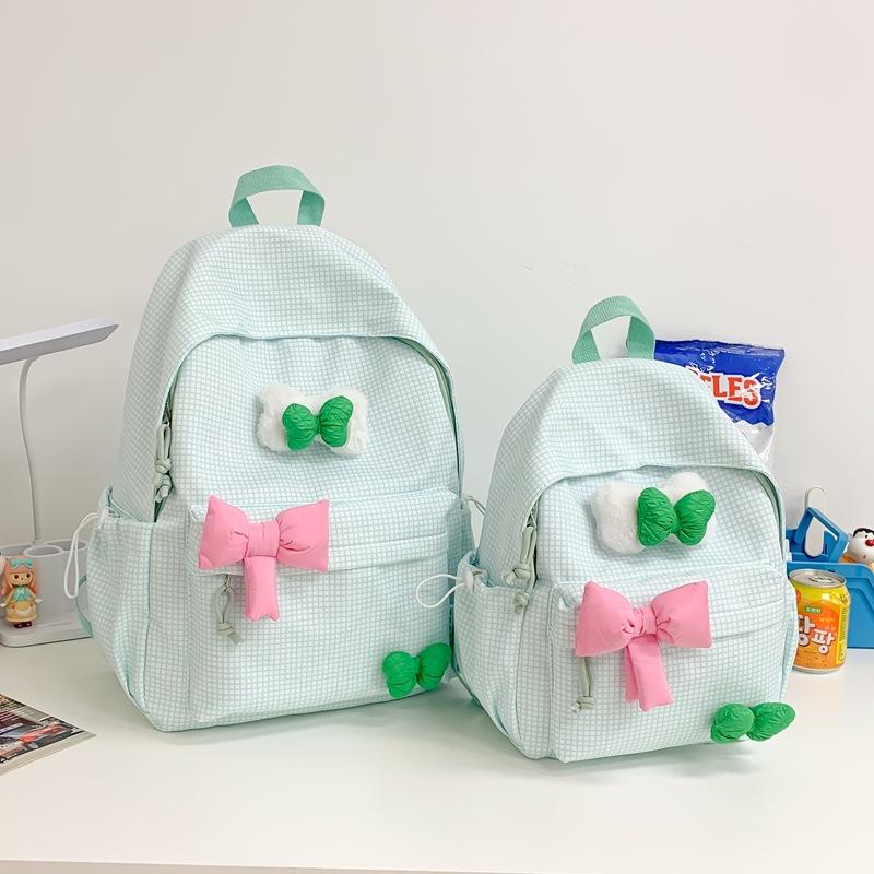 School Bag Autumn New Small Fresh Plaid Primary School Bag Junior High School Cute Girl Contrasting Colors To Reduce the Burden Travel Backpack