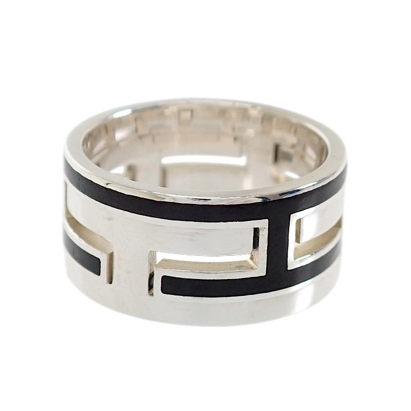 HERMES #12(JP Size) ring black Silver925 Women