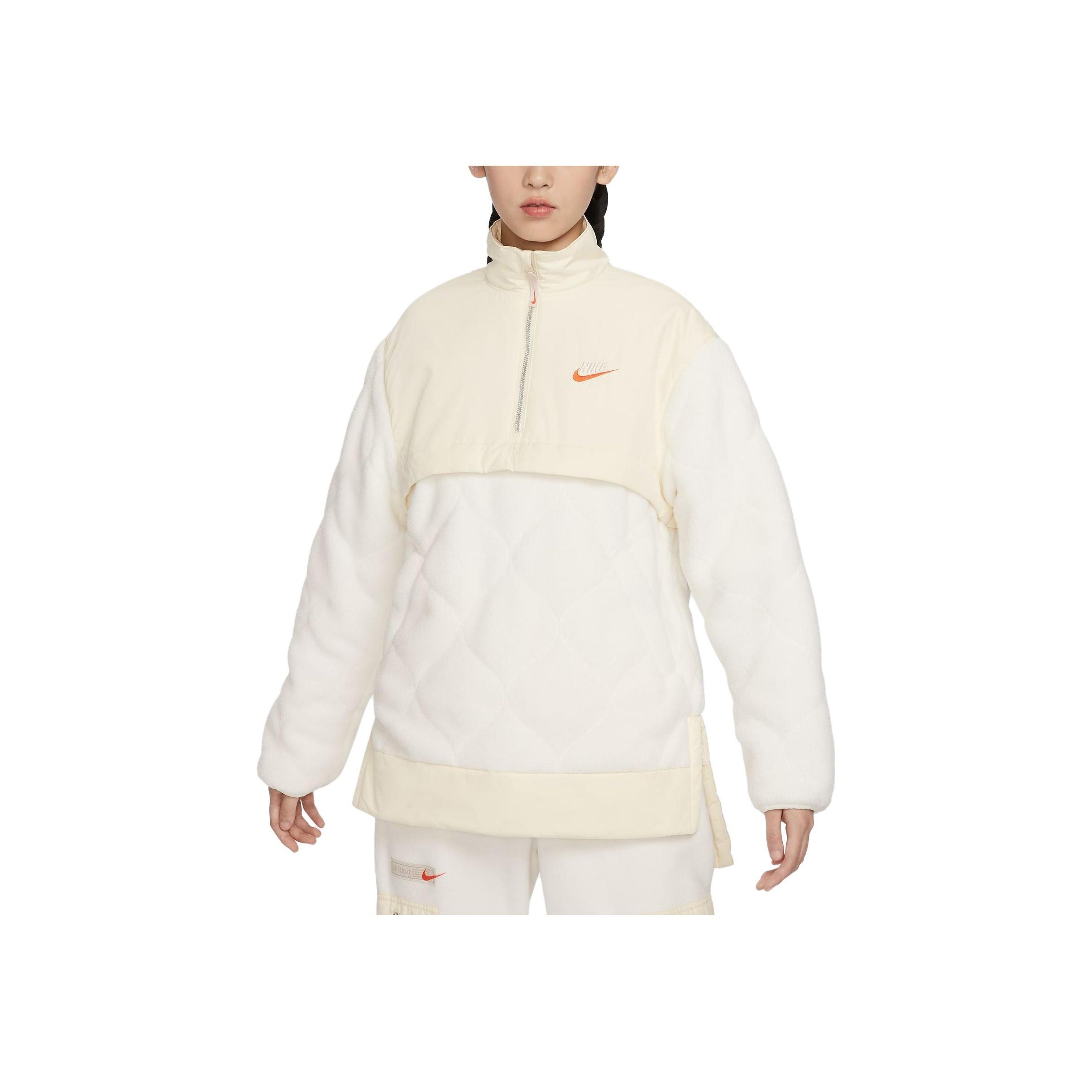 

Nike Повседневная хлопковая куртка с цветными блоками и воротником-стойкой, женские куртки цвета кокоса и молока FB8688-113 L