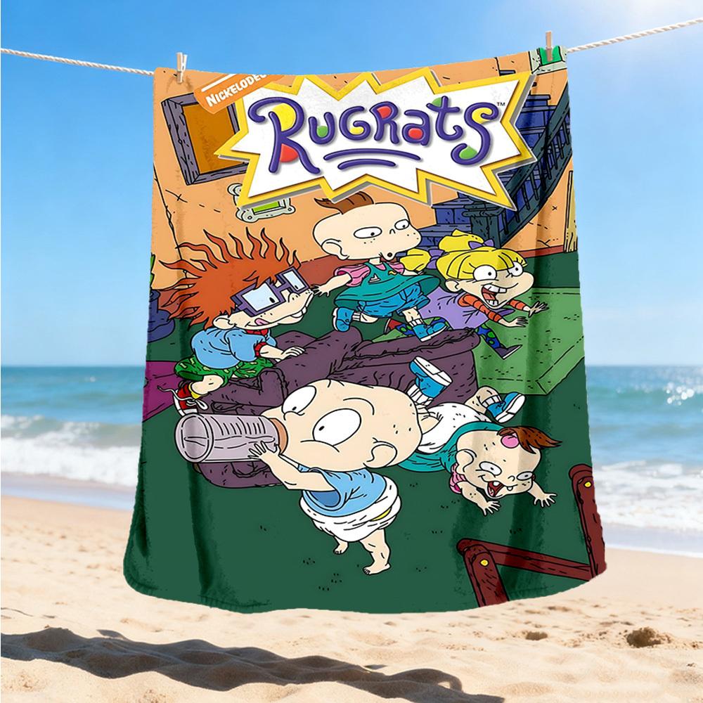 1pc Rugrats Outdoor Flannel Blanket, Lightweight Warm Cozy for Travel Camping Office Soft Polyester Fabric