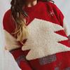 Christmas Tree Jacquard Gold Thread Knitted Round Neck Long Sleeve Loose Hoodie Thickened Christmas Sweater for Women 3533 KTB