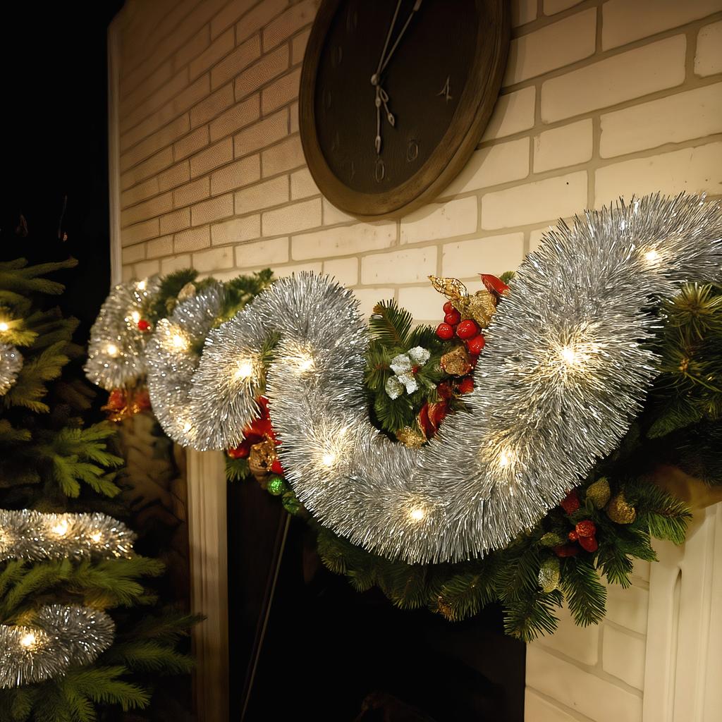 Silver Led Christmas Tree String, Battery-Powered, For The Christmas Tree, 6 Meters