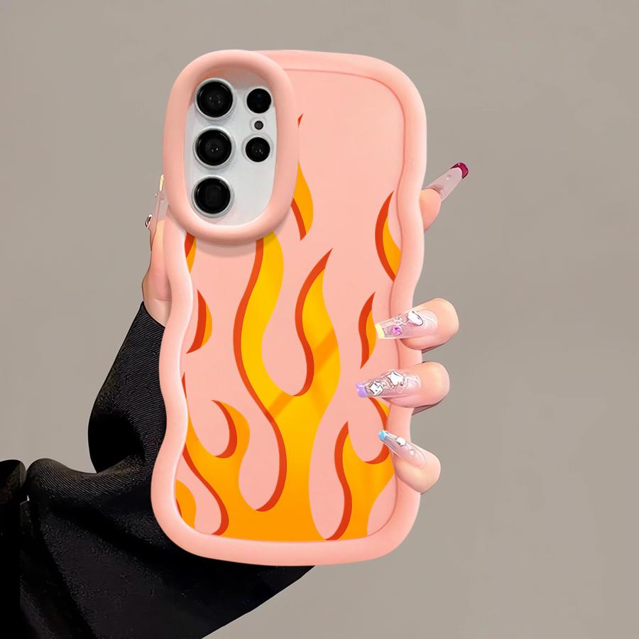 Case for Samsung Galaxy S23 Plus S21 S22 Ultra S20 FE A26 S24 A25 S25 Soft Phone Cover A54 A55 A24 A36 A35 A34 Creative Flame