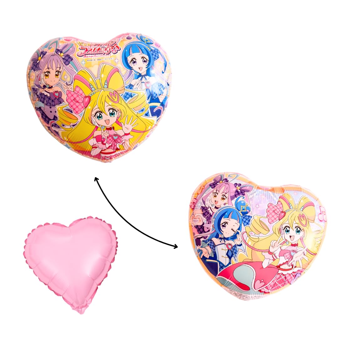 

BALLOON DAYS Kimi to Idol PreCure Balloons Cure Cure Cure Kyun 45cm Character UFO Balloons Bonus Birthday Decorations for and Boys (1 Idol, Wink,