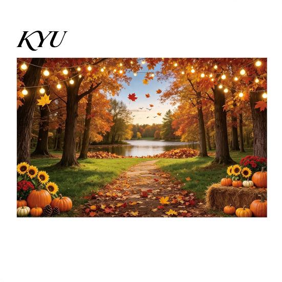 Thanksgiving Backdrop Banner 70 x 45 Inch Fall Pumpkin Backdrop, Autumn Harvest Gnome Polyester Photo Booth Props Scarecrow Photography Background,