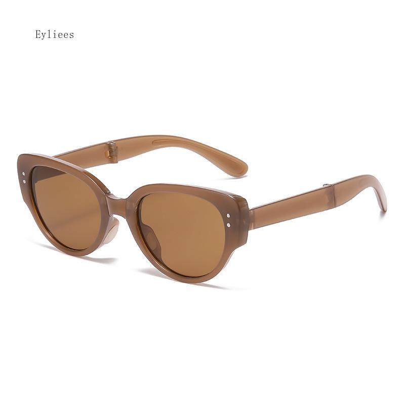 Foldable Cat Eye Sunglasses Vintage Vintage Women UV400 Metal Frame Ultra Lightweight Travel Accessories Lentes De Sol Hombre