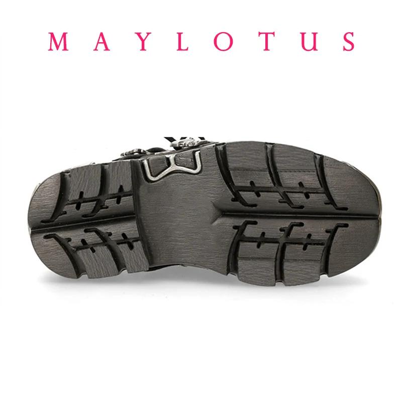 Women's For Men Pumps Platform Couple Unisex Ankle Boots Skull Metal Buckle Motorcycle Boots Gothic Style Big Size