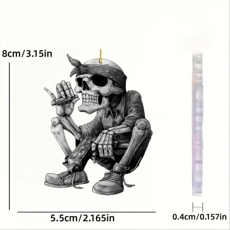 

Cool Acrylic 2d Skull Pendant Car Decoration Keychain Gift For Christmas And Accessories