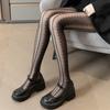 Women's Black Stockings for Spring and Summer, Thin Style with Side Lace Jacquard, White Pantyhose with Vertical Stripes, Black Stockings That Are
