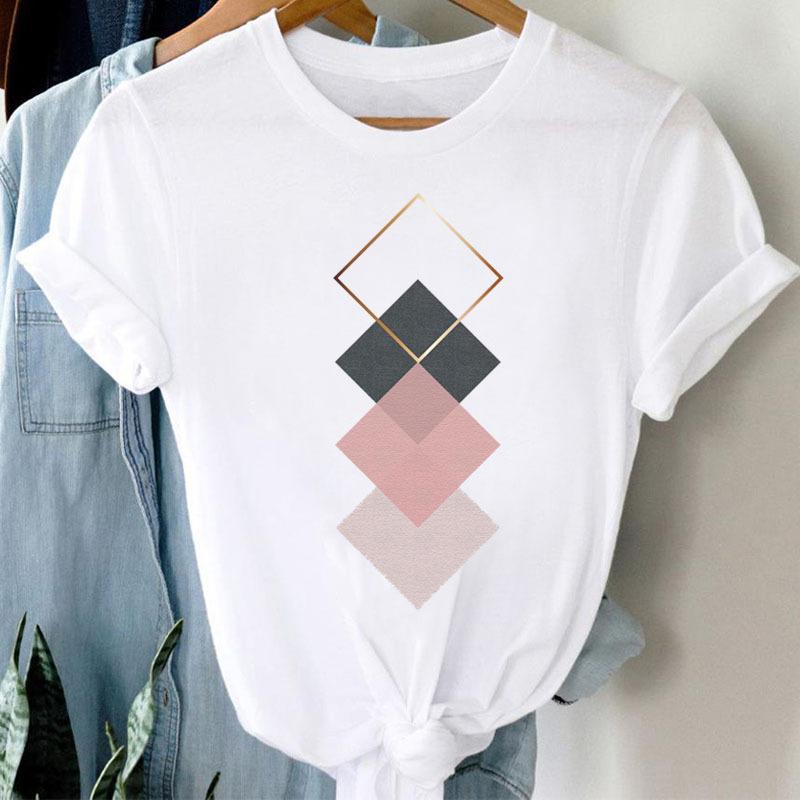 

Весна-лето, геометрический наряд в форме сердца, симпатичный, с круглым вырезом, свободный крой, женские футболки из чистого хлопка с короткими рукавами, женские XL