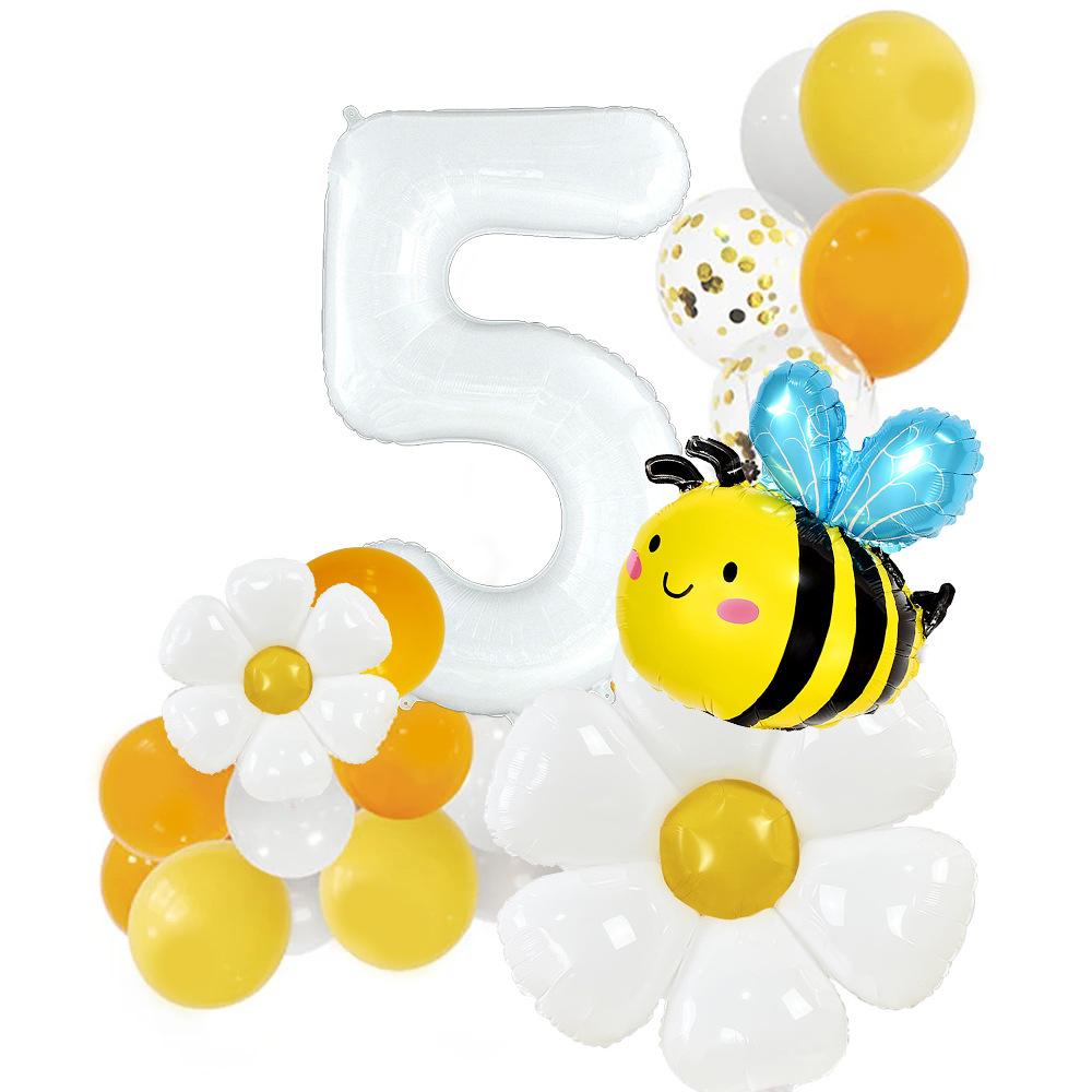 Fresh Air Bee Daisy Birthday Balloon White 32-Inch Digital Balloon Column Site Decoration Scene Arrangement
