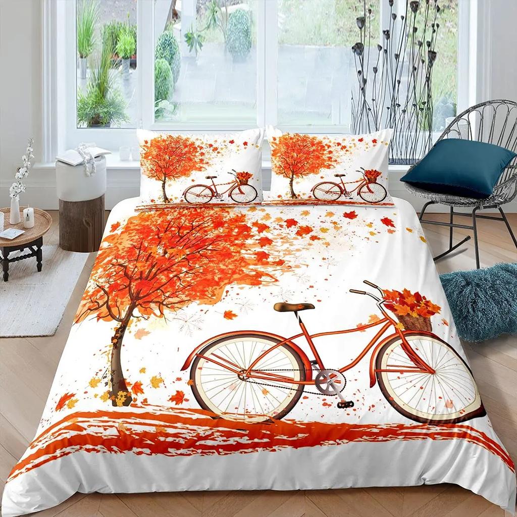 Tre of Life Soft Duvet Cover Set, Maple Tre Beding Sets,Gothic Nature Branch Warm Comforter Cover Red Tre Comfortable Quilt Cover King-Sized Dimension