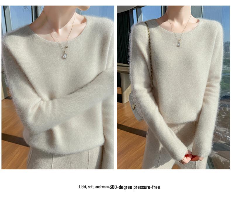 Women's 100% Wool Low-Neck Slimming Sweater - Soft, Flattering, High-End Feel for Spring/Autumn