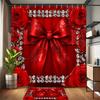 4Pcs Shower Curtain Set with Non-Slip Bath Mat, Toilet Lid Cover, Contour Rug & 12 Hooks, Bathroom Decor