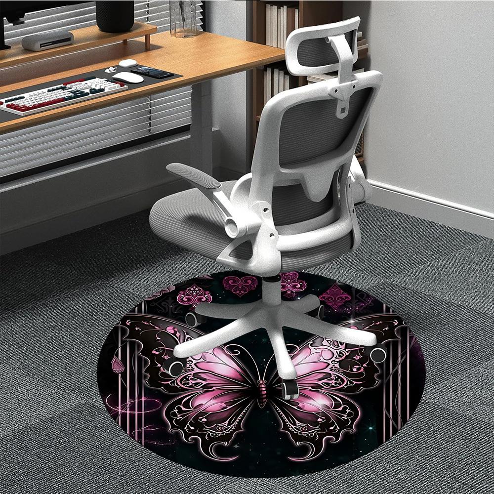 1pc Butterfly Fantasy Office Round Area Rug, Indoor Mat Suitable ForOffice, Under Office Chairs Bedroom Living Room Home Decor T190