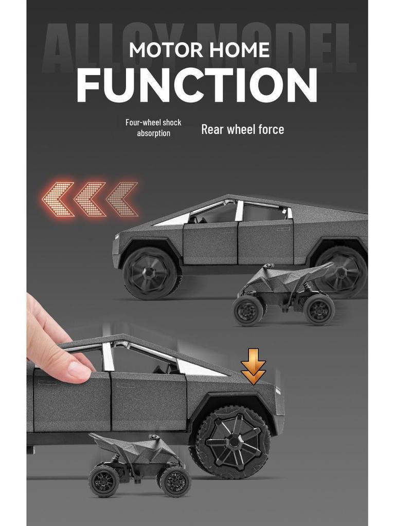 Tesla 1/24 Pickup Truck Trailer Caravan Alloy Model Off-Road Car