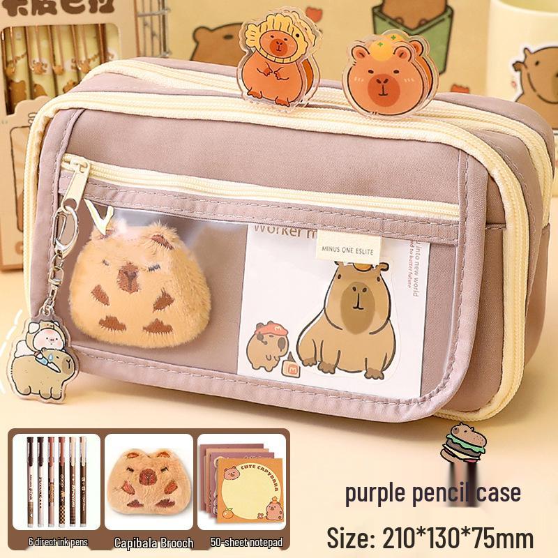 Piórnik Kapibara, Design 2024, Duża Pojemność, Unisex, dla Uczniów Szkolnych, Modna i Praktyczna Torba na Artykuły Papiernicze.