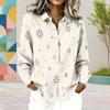 Women Plus Size Collared Long Sleeve Geometric Printed Button Front Shirt