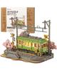Rolife 3D Wooden Puzzle Cherry Blossom Journey Assembly Kit DIY Craft Cherry Blossom Train Model Japanese Style Interior Decoration LED Lights Creates