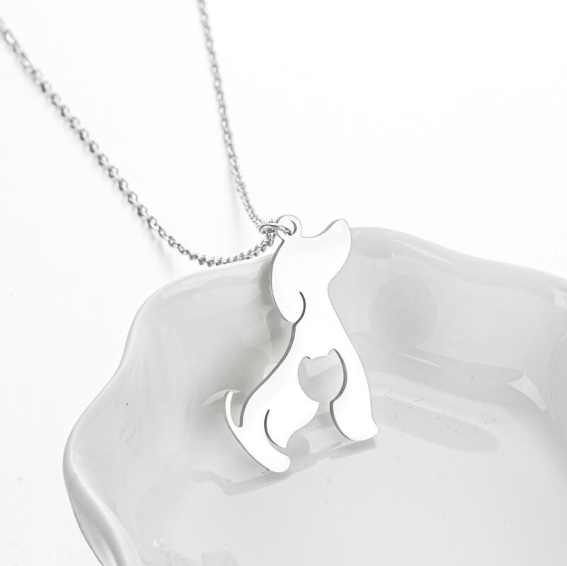 Women s Stylish Stainless Steel Cross Pendant Dog Necklace