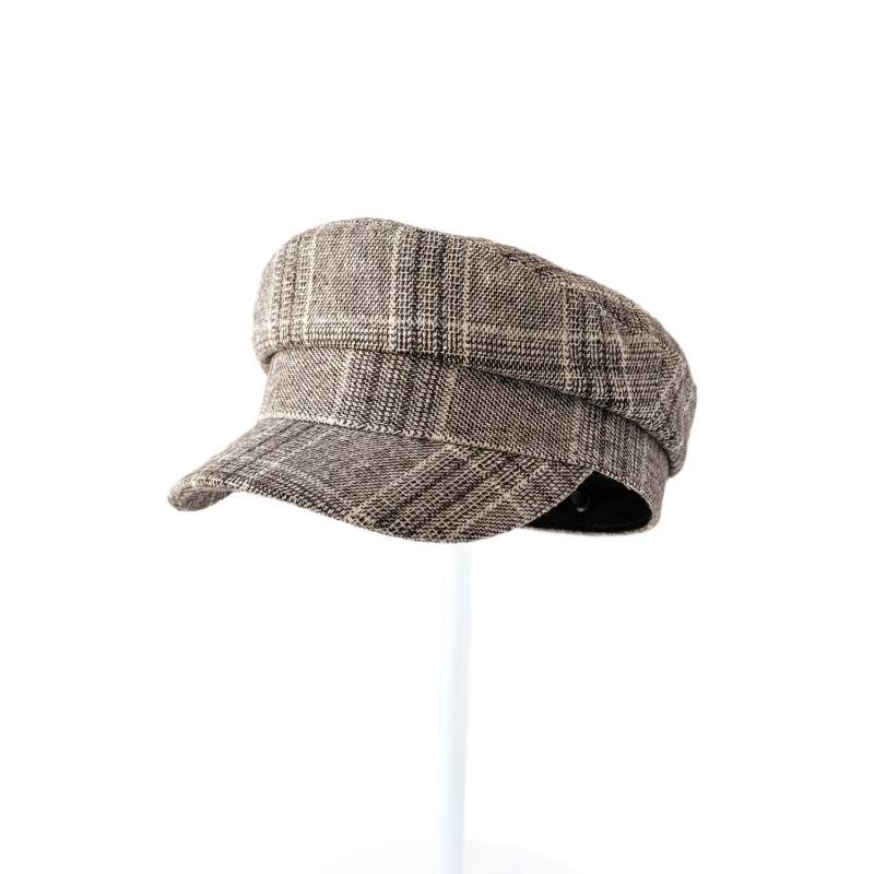 25 Early Autumn New Literary Plaid Cap Children British Retro Painter Hat Flat Top Hat Tide