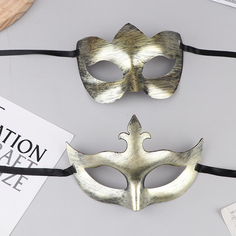 2Pcs Halloween Mask Retro Half Face Costume Masks Masquerade Party Decorations Plastic Women'S Props Dance Mask