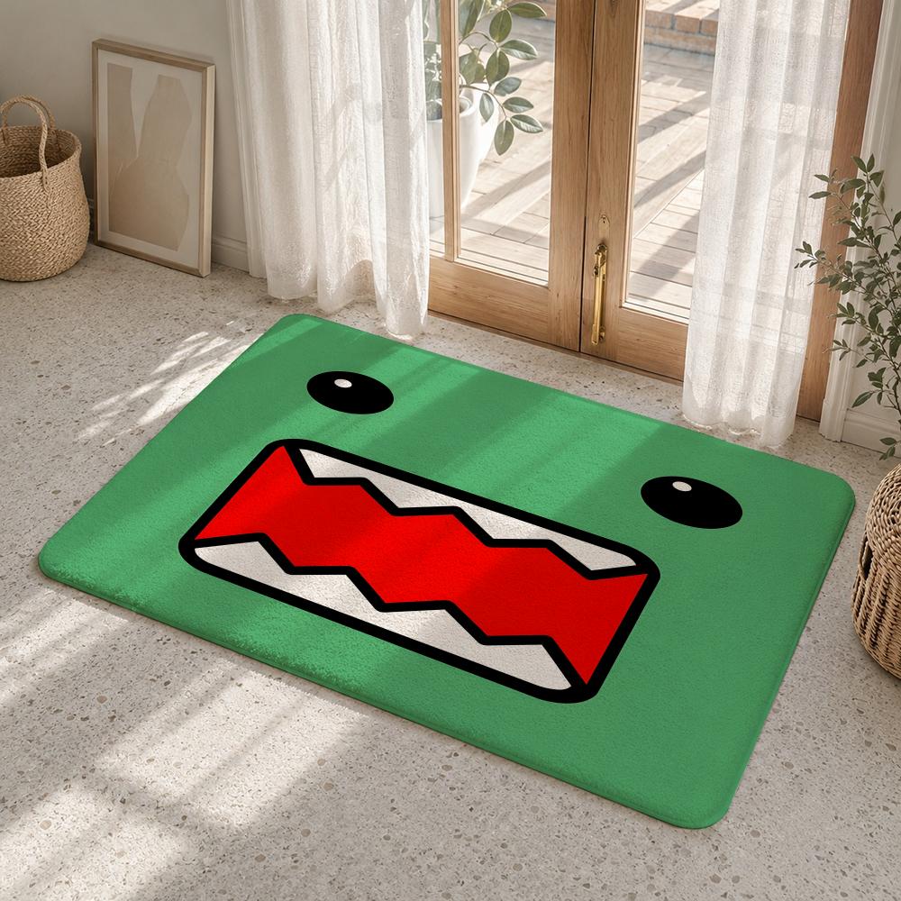 D-Domo Kun Face Floor Mat Flannel Rug Non Slip Absorbent Soft Washable For Entryway Hallway Bathroom Kitchen Decor