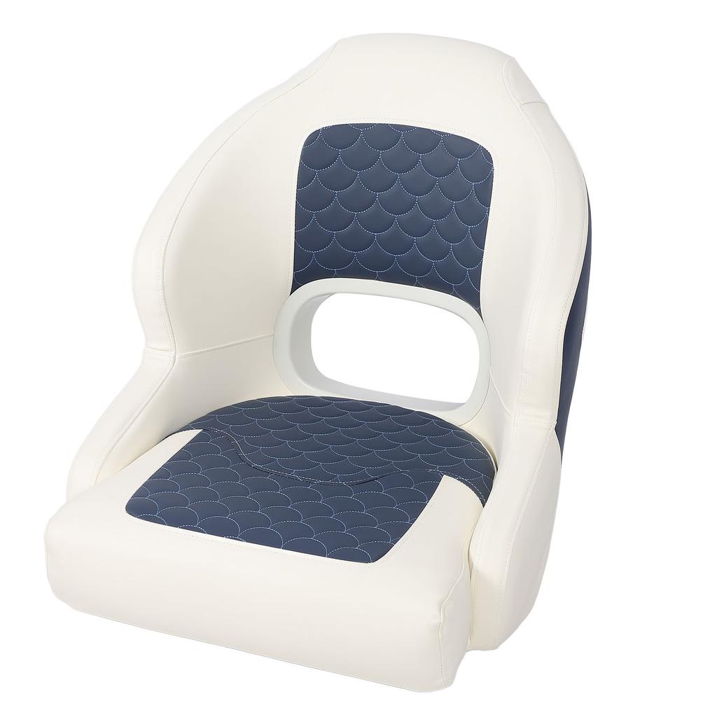 Yacht Captain Seat PVC Leather Water Resistant Scratch Proof Memory Foam with Backrest Two Tone Boat Seat for Pontoon