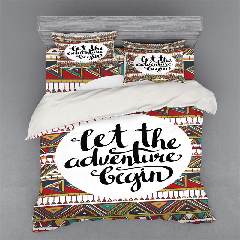Adventure Duvet Cover Marine Theme Adventure Motivational Words Bedding Set With Pillowcase Full King For Kids Adults Room Decor