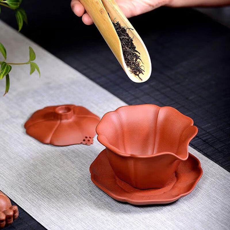 Zijingxuan Handcrafted Rongchang Pottery Lotus Gaiwan