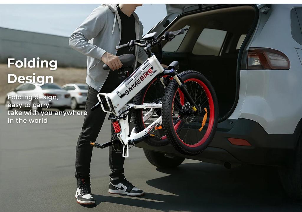 2026 Samebike LO26Plus 1000W Motor Folding Electric Bicycle Adults 26" Mountain Bike with 48V 15Ah Removable Battery.