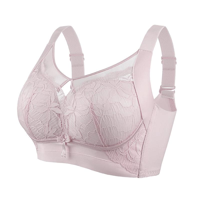Red Bra, Sexy Lace, Large Size Splicing Bra, Thin and High Flank Adjustment, Gathering Type, Anti-expansion