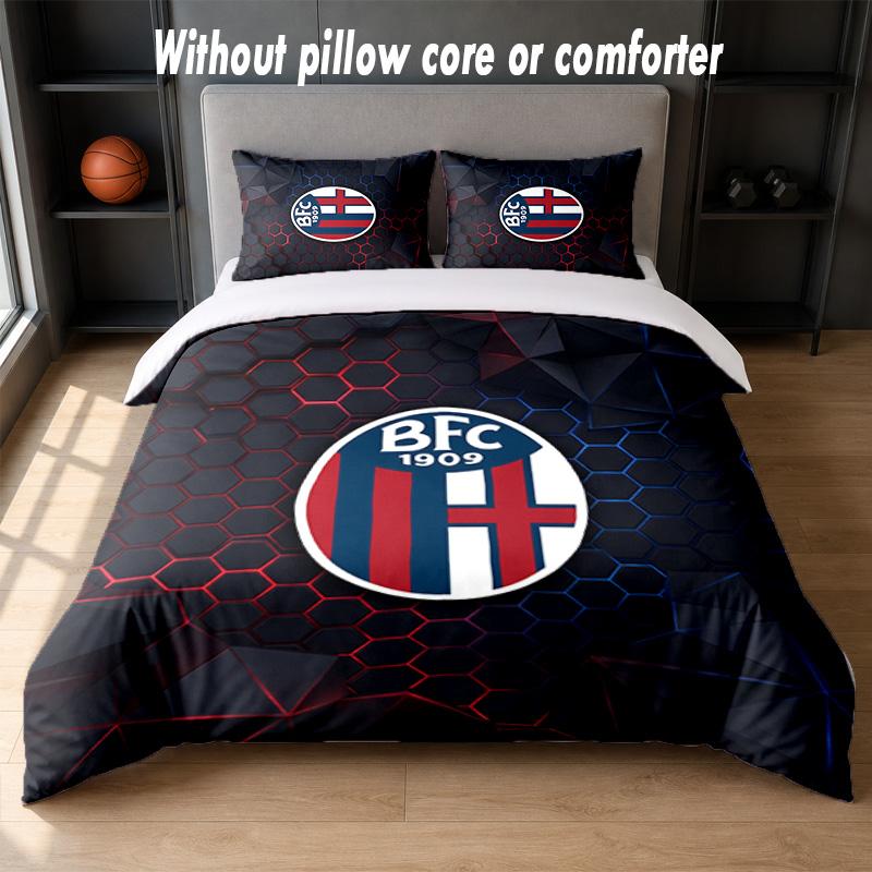 Bologna FC Design Bed Bedding Set 1 Duvet Cover + 2 Pillowcases Soft Breathable Household Bed Linens