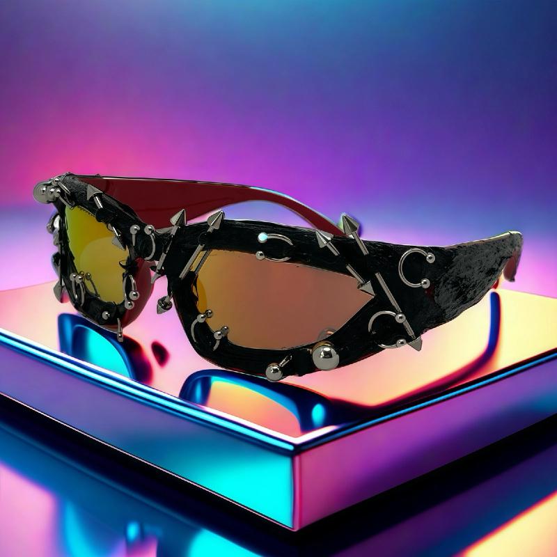 Personalized Rivet Sunglasses for Men and Women Retro Metal Studded Frame Unisex Punk Eyewear UV400 Protection Party Shades