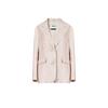 Blacknin "Heroine" Linen Gold and Silver Silk Thin and Glittering Closure Collar Stripes Pink Suit Outwear Vest Cropped Pants
