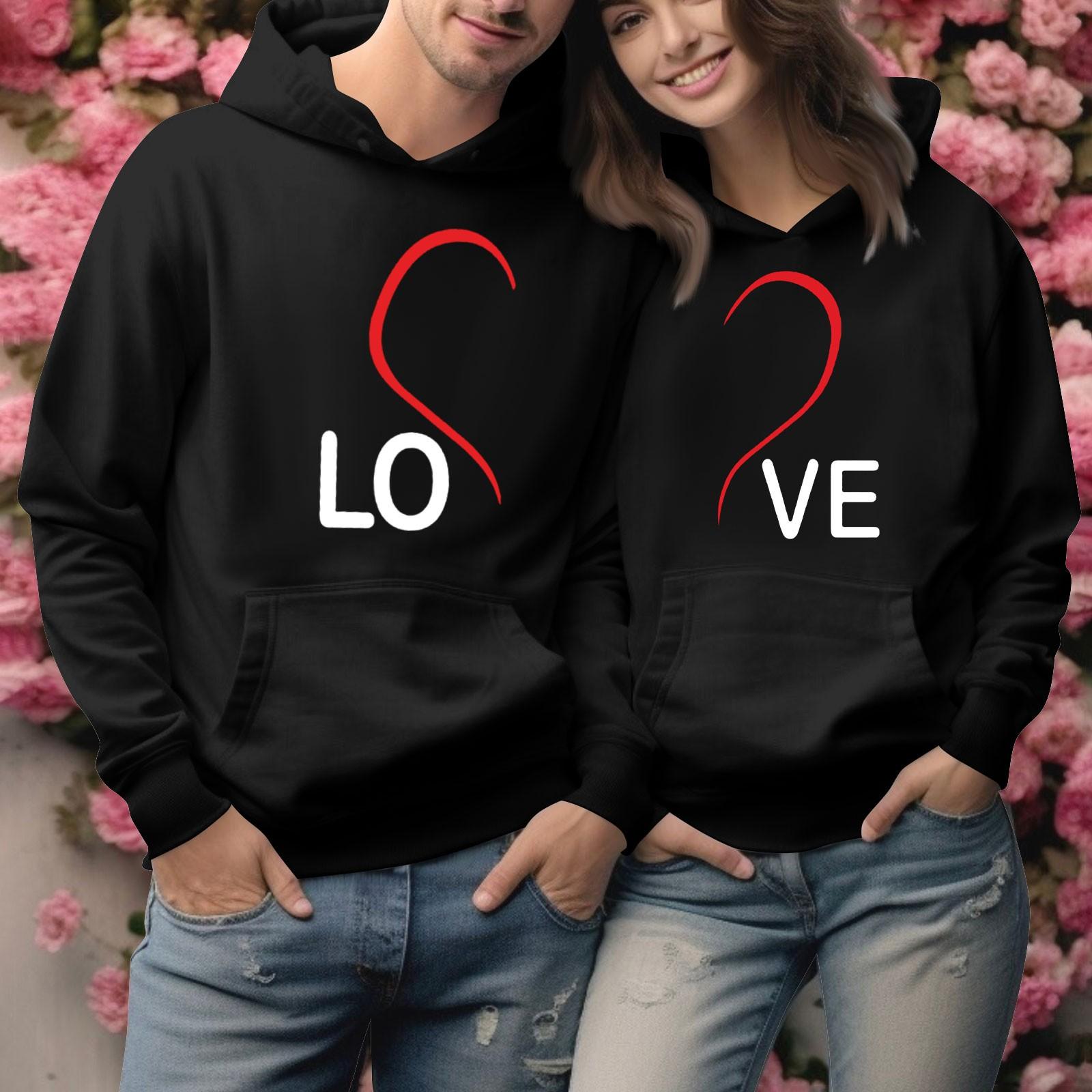 

Мужской круглый вырез с длинным рукавом, пуловер с принтом ко Дню святого Валентина, парная толстовка XXL