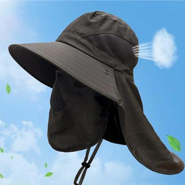 Summer Sun Hats Uv Protection Outdoor Hunting Fishing Cap For Men Women Hiking Camping Visor Bucket Hat Neck Flap Fisherman Hat