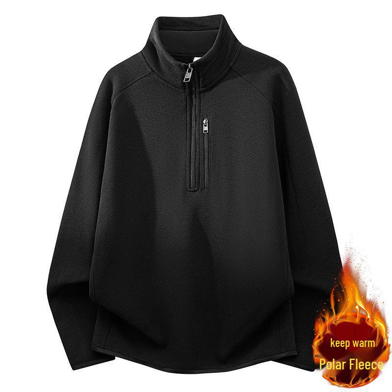 Men s Casual Velvet Knit Stand Collar Jacket - Spring/Autumn Warmth Small