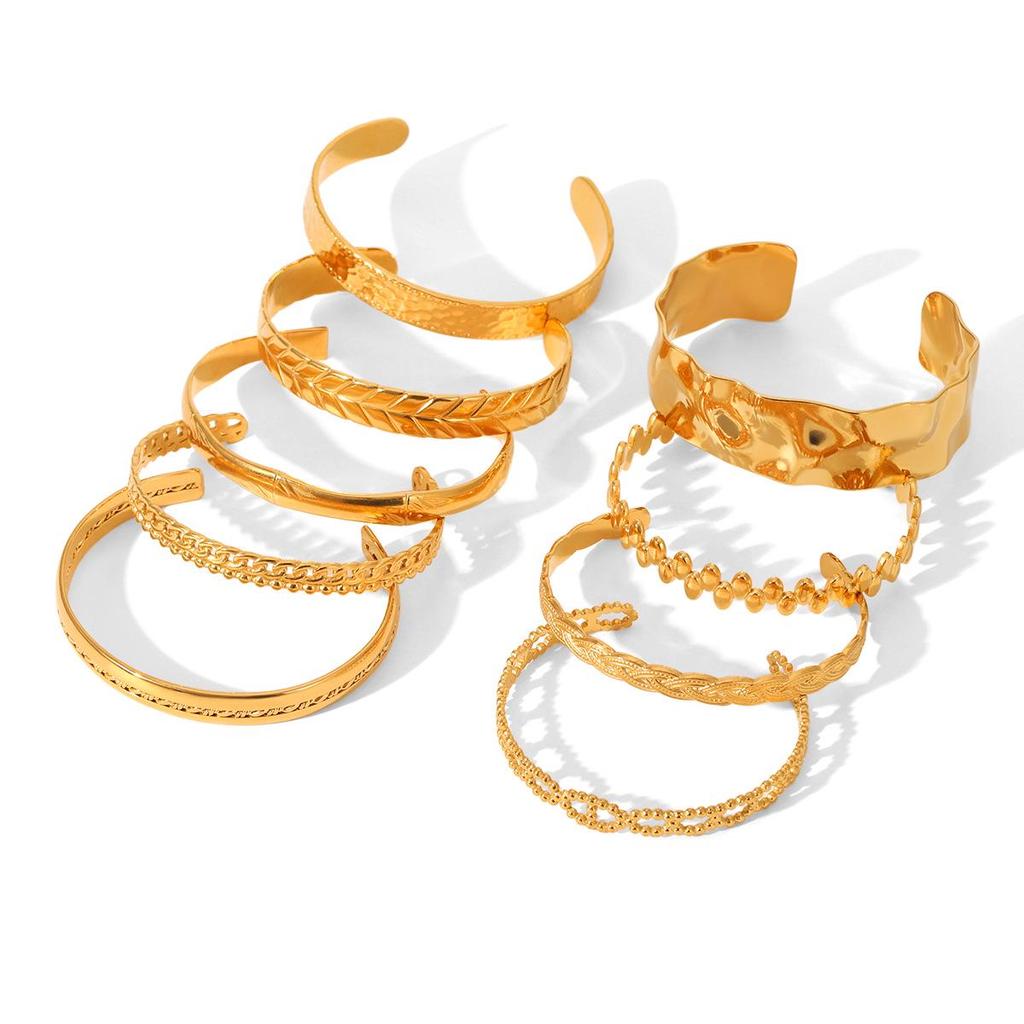 18K Gold-Plated Stainless Steel Bangle: Stylish, Non-Fading Women's Jewelry