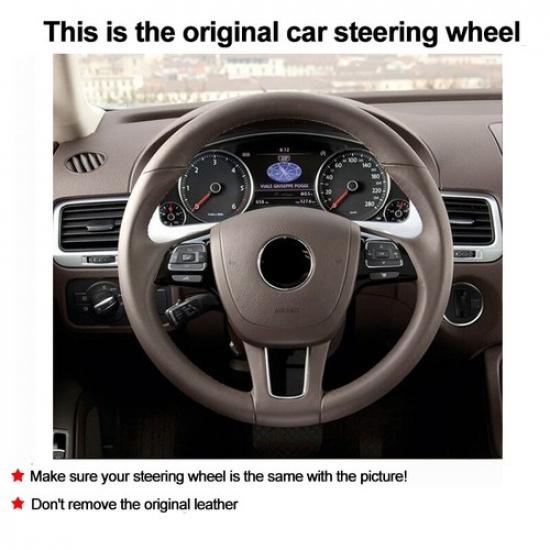 Hand Sewing Car Steering Wheel Cover Wrap For Volkswagen VW Touareg 2011 - 2018