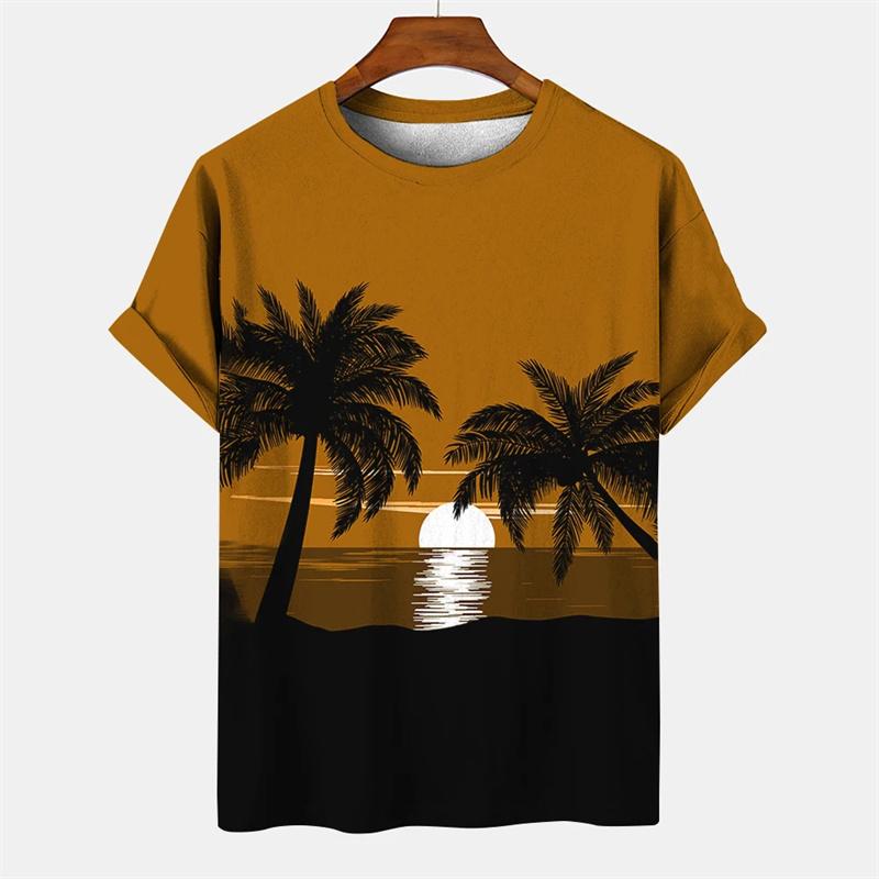 Coconut Tree Pattern 3D Printed Tees Summer Casual Harajuku O-Neck Short Sleeves Tops Hawaiian Men's T-shirts