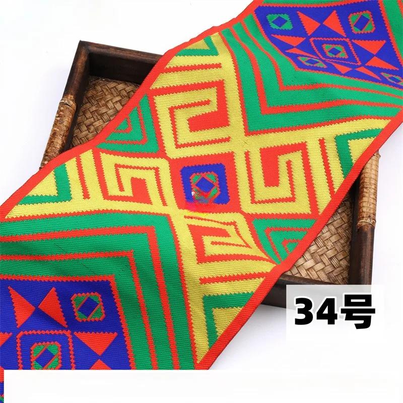 20 cm x 700 cm Hmong Stickerei Spitze Zubehör Miao Nationalität Kleidung Band Brokat Muster Tisch Flagge Wand Hängen Stoff