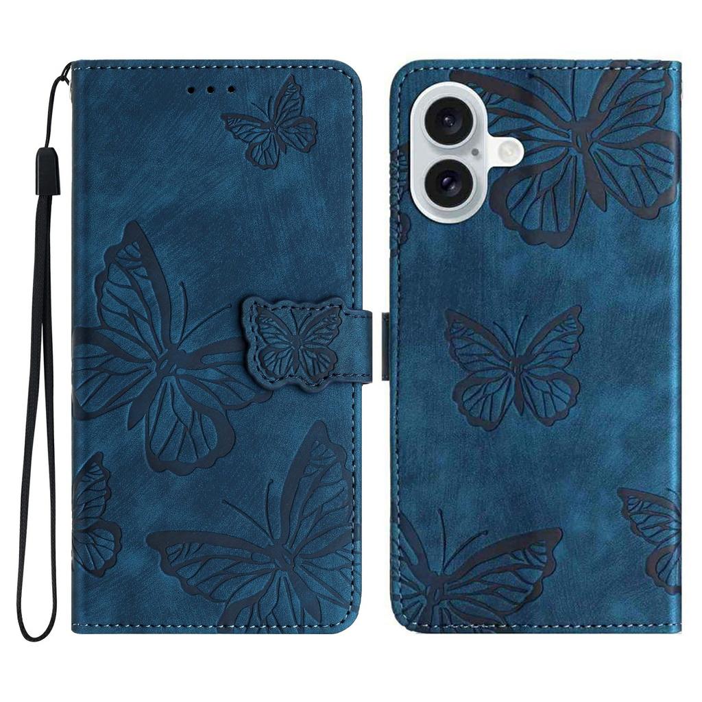 For iPhone 17 Case Butterfly Design Flip Wallet Leather Phone Cover Skin-Touch